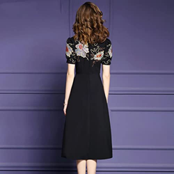 WALNUT Women Autumn Recamitine Dress Female Flow Party Floral (Color : Black, Size : L Code) características