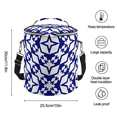 Joyyoq Borse Termiche - Impacco di Ghiaccio Rotondo da Picnic - Isolato E A Prova di Perdite - Tracolla - Facile da Pulire - Perfetto per Barbecue, Ca