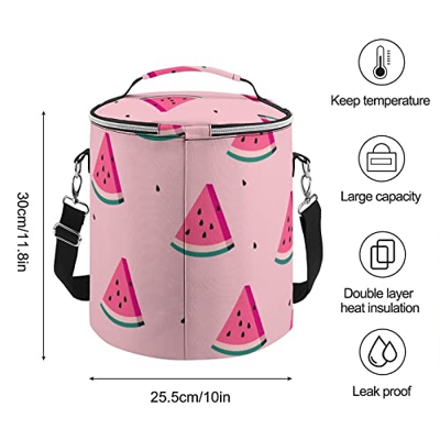 Joyyoq Borsa Termica Rotonda da Picnic Borsa Termica Borsa Termica Picnic Campeggio Cibo Bevande Pranzo Festival Ghiaccio, Tessuto Conservare Il Cibo 