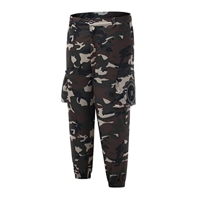 Aria Condizionata Pantaloni Gilet Ventilatore Raffreddamento Staccabile Aria Condizionata Abbigliamento per Pesca per Uomo Lavoro All'aperto,Bronzo,3X