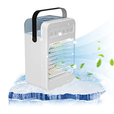 Condizionatore d'aria portatile, piccolo condizionatore d'aria personale 3 in 1, umidificatore compatto evaporativo, 3 velocità della ventola, condizi