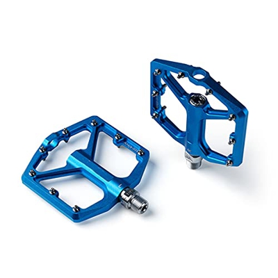 ZWHQ Pedali per bici Mountain Bearing Pedali per mountain bike Piattaforma Pedali in lega piatta Pedali antiscivolo (Colore: Blu, Dimensioni: 10x11.8x