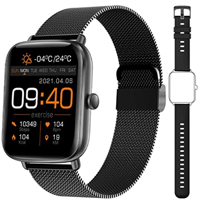 Smartwatch Donna Uomo per iPhone Xiaomi Samsung Fitness Trackers Orologio alla Moda con Cardiofrequenzimetro Monitoraggio del Sonno Cronometro Notific