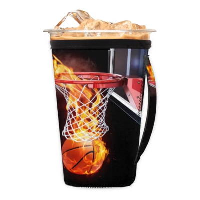 Sport Flam - Borsa da basket riutilizzabile, con manico in neoprene, per bevande calde e fredde, 18-20 once