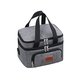 Borsa Termica per Esterni Impermeabile con Ghiaccio Borsa da Picnic a Doppio per Campeggio ed Escursionismo Sdraio Pieghevole Spiaggia (Grey, L) precio