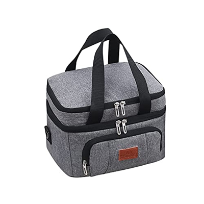 Borsa Termica per Esterni Impermeabile con Ghiaccio Borsa da Picnic a Doppio per Campeggio ed Escursionismo Sdraio Pieghevole Spiaggia (Grey, L)