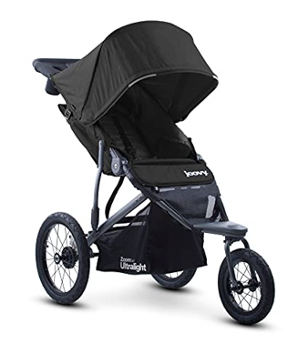 Joovy Zoom 360 Passeggino Da Jogging Ultraleggero, Capottina Grande, Jogger Leggero, Pneumatici Ad Aria Extra Large, Nero