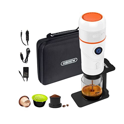 HiBREW H4- Macchinetta Caffe Portatile,Macchina per Caffè Espresso a Capsule, Compatibile con Capsule Orignal Nespresso Dolce Gusto polvere di caffè D