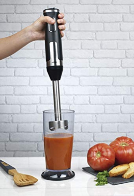 Lacor 61682 - Frusta elettrica PRO con vetro miscelatrice con base antiscivolo, acciaio inossidabile 18/10, senza BPA