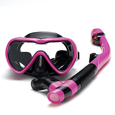 Set di maschere per snorkeling a secco, anti appannamento 180 occhiali panoramici in vetro temperato per adulti e giovani Nuoto Immersioni subacquee