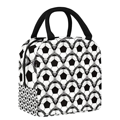 Borsa termica per il pranzo con palline da calcio astratte, impermeabile, a prova di perdite, grande borsa per la preparazione dei pasti, per adolesce