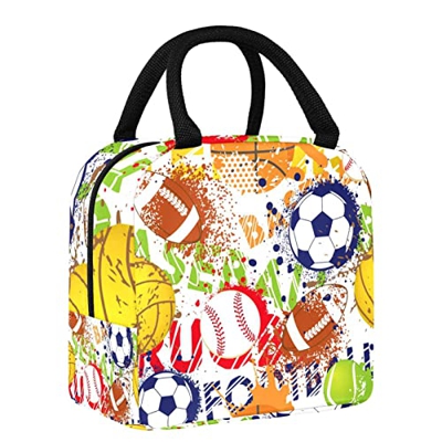 Borsa termica per il pranzo, colorata, per baseball, calcio, rugby, impermeabile, a prova di perdite, borsa per la preparazione dei pasti, per adolesc