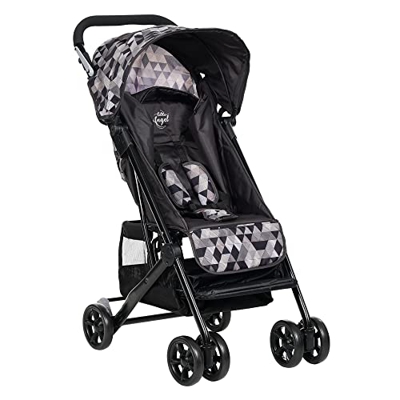 Jasmin Passeggino piccolo pieghevole con funzione sdraiata e parasole Stroller pieghevole con schienale regolabile (Gray Geometric)