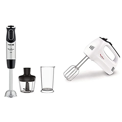 Moulinex Dd6578 Quickchef 2In1 Frullatore A Immersione, Tecnologia Powelix, 2 Accessori & Hm3101 Quick Mix Sbattitore Elettrico Con Fruste E Ganci Imp