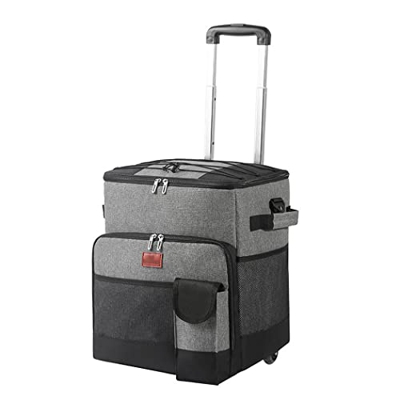 LANGWEI Ice Chest Cooler con Ruote, 60 Lattine Grande A Prova di Perdite Carrello per Ghiaccio Rotolante Smart Cart, Borsa Termica Isolante Pieghevole
