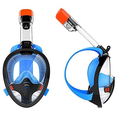 Set di Maschere da Snorkel a Pieno Facciale, Maschera da Nuoto per Lo Snorkeling per Adulti Set Top Antiappannamento e Anti-perdite Vista Panoramica a