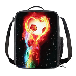 STUOARTE Borse colorate per il pranzo dei bambini del modello di calcio del fuoco per ragazzi adolescenti ragazze all'aperto borse da picnic isolate b características