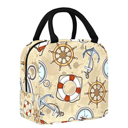 Borsa termica per il pranzo con bussola nautica vintage, modello di ancora, impermeabile, a prova di perdite, grande borsa per la preparazione dei pas precio