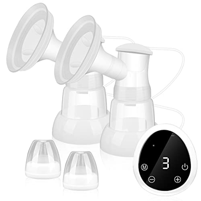AIMMIE Tiralatte Elettrico Ricaricabile Doppio con Touchscreen a LED USB Ricaricabile Pompa del Latte 3 Modalità e 9 Livelli di Aspirazione Portatile 