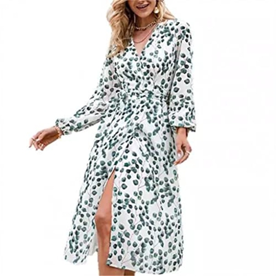 WALNUT Belle Donne Abiti da Donna Stampa Foglia Trasparente Elastery Summer Beach Casual Abito Sudore Assorbente Comodo da Indossare for la Bellezza (