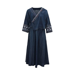 WALNUT Donne da Donna a Tre Quarti Denim v Neck Spring Autumn Remods Abiti Allacciati (Color : A, Size : XL Code) precio