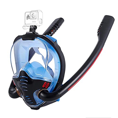 Spacmirrors Maschera da snorkeling integrale anti-appannamento con vista panoramica a 180 gradi, maschera da snorkeling, anti-perdite, per adulti e ba