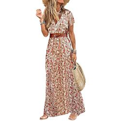 WALNUT Mashion Long Dress for Women V Neck Short Short Maniche a Maniche ORMO Beach Abito da Donna Elegante con Cintura (Color : B, Size : M Code) características