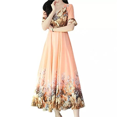 WALNUT Elegante Aggiungi Ambientale Abito da Stampato Floreale Lungo Vestito Casual 5 Taglie Traspiranti ed Eleganti Abiti da Donna for Signora (Color