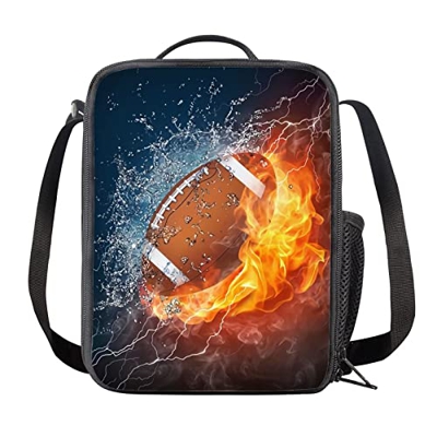 STUOARTE Ice Fire Rugby Football American Printed Borsa termica termica riutilizzabile borsa da picnic di grande capacità con tracolla