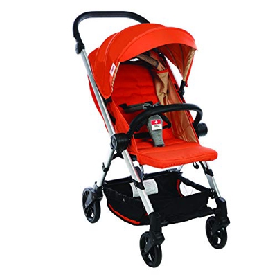 Passeggino piccolo pieghevole con tettuccio parasole e schienale regolabile (BIANCHI - arancione)