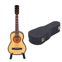 Modello di chitarra, ornamento per mini strumento musicale da tavolo in legno con supporto e scatola di immagazzinaggio Decorazione per ufficio a casa en oferta