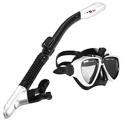 Spacmirrors Set, Maschera Subacquea Professionale Snorkel Nuoto Occhialini Dry Snorkel Tube Set Uomo Donna Occhialini antiappannamento per Fotocamera