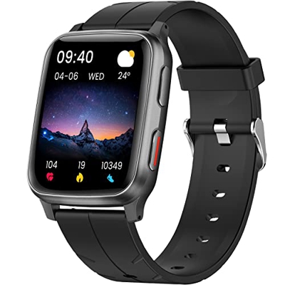 Smartwatch Uomo Orologio Fitness Contapassi Cardiofrequenzimetro da Polso Conta Calorie Impermeabile IP68 per Android iOS Notifiche Chiamate Messaggi 