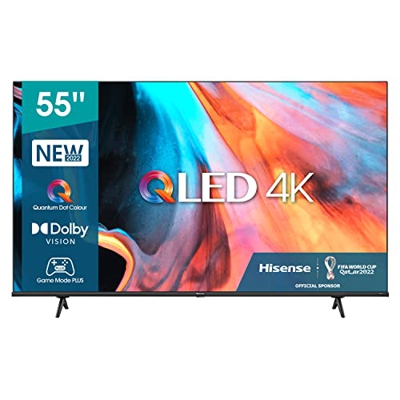 Hisense 55" QLED UHD 4K 2022 55E78HQ, Smart TV VIDAA 5.0, HDR Dolby Vision, VA, Controlli vocali Alexa/Google Assistant, Tuner DVB-T2/S2 HEVC 10, lati