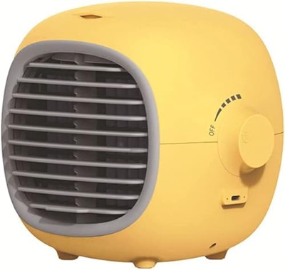MUSITE Ventola per condizionatore d'Aria Portatile Ricaricabile per Auto, Ufficio, casa, Picnic all'aperto, Mini Ventilatore raffreddato ad Aria,Yello