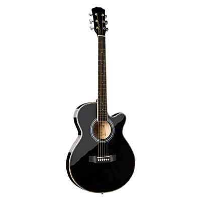 SheIRin Chitarra Acustica Solid Top Dreadnought - Bundle con Custodia Rigida, accordatore, Cinturino, Corde, Plettri e Panno per lucidatura