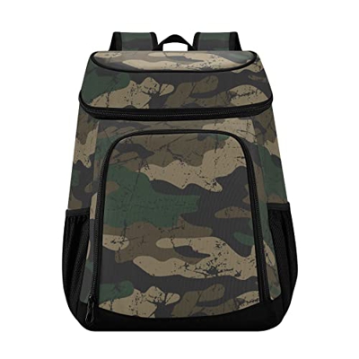 Camouflage Grunge Cooler Zaino Riutilizzabile Isolato Borsa Pranzo Borse Termiche di Grande Capacità per Le Donne Uomini Picnic Lavoro College Escursi