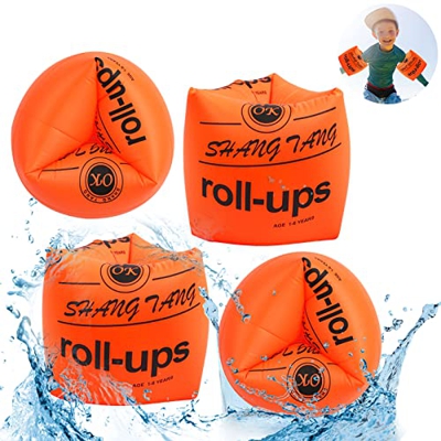 4-Pack Braccioli Bambini 4 - 15 anni, Arm Bands, PVC Gonfiabili Braccioli per Bambino / Bambina 15-60kg Acqua Piscina Nuoto Estate (arancia)