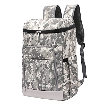 Zaino da picnic escursionismo zaino da picnic isolato zaino da picnic a prova di perdite zaino da picnic durante la notte (L, camuffamento bianco e ne