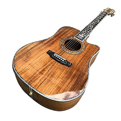 Cutaway D Style Koa Wood Wood Guitar Acoustic, Abalone Flower Intails Ebano Dingerboard 41 Pollici Koa Guitar AMINIY (Color : Guitar And Case, Size : 