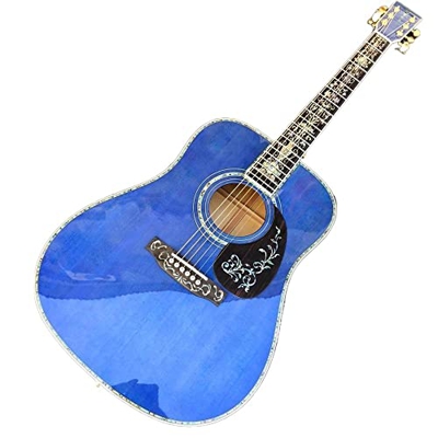 41 Pollici D Style Guitar Acoustic Guitar, Top abetetto Solido, Tastiera di Ebano, Vero Inlay Abalone Scoppio Blue Maple Guitar AMINIY (Color : Guitar