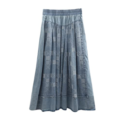 WALNUT Una Gonna Lunghe Una Linea da Donna Elastica in Vita Primaverile Jeans Jeans in Denim con Tasche (Color : A, Size : One Size) precio