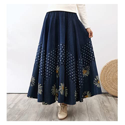 WALNUT Stampa Long Maxi A Line Gonna Donne Elastica Inverno Inverno Jeans in Denim Grande Gonna di Orlo Denso (Color : A, Size : One Size) precio