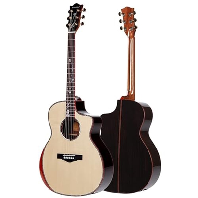 Cintura Abalone Binding Stansen T-920C Chitarra Acustica in Legno massello, Top Abete Rosso GF. Chitarra Corpo in Palissandro AMINIY (Color : Guitar, 