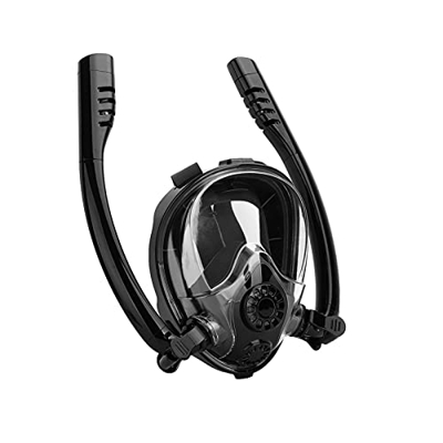 QHYXT Maschera antiappannamento Nuoto alito Asciutto occhialini da Sub Snorkel Vetro da Sub (BK L)