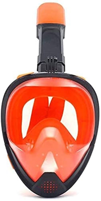 QHYXT Maschera da Snorkeling Integrale Maschera da Snorkeling Impermeabile e antiappannamento Tipo Completamente Asciutto Vista a 180° (Arancione L)