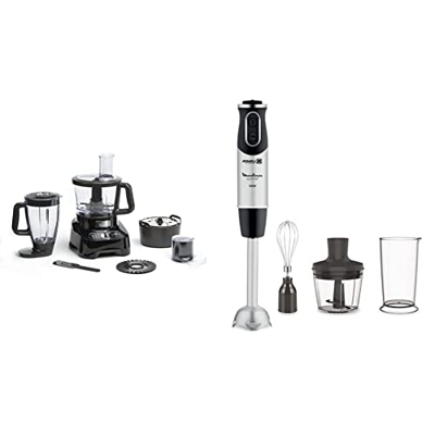 Moulinex FP8218 Double Force, Robot da Cucina Multifunzione, Lame con Tecnologia PowelixLife & DD6558 Quickchef 3in1 Mixer ad Immersione, Tecnologia P