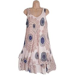 WALNUT Estate Popolare Abito Popolare Senza Maniche a Strato Traspirante da Donna Vestito Sottile Orlo Fluido Stampato o Abito Midi for Ufficio (Color características