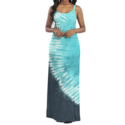 WALNUT Fashion Vintage Women Dress Sleeveless Slip Sling Stretch Summer Beach Abito Lungo for la Bellezza (Color : C, Size : XL Code)