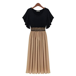 WALNUT Donne alla Moda Vestito Casual Piede Piena di Vita in Vita Rotonda Abito a Manica Corta Abito Midi Abiti da Donna Abiti Estivi (Color : A, Size en oferta